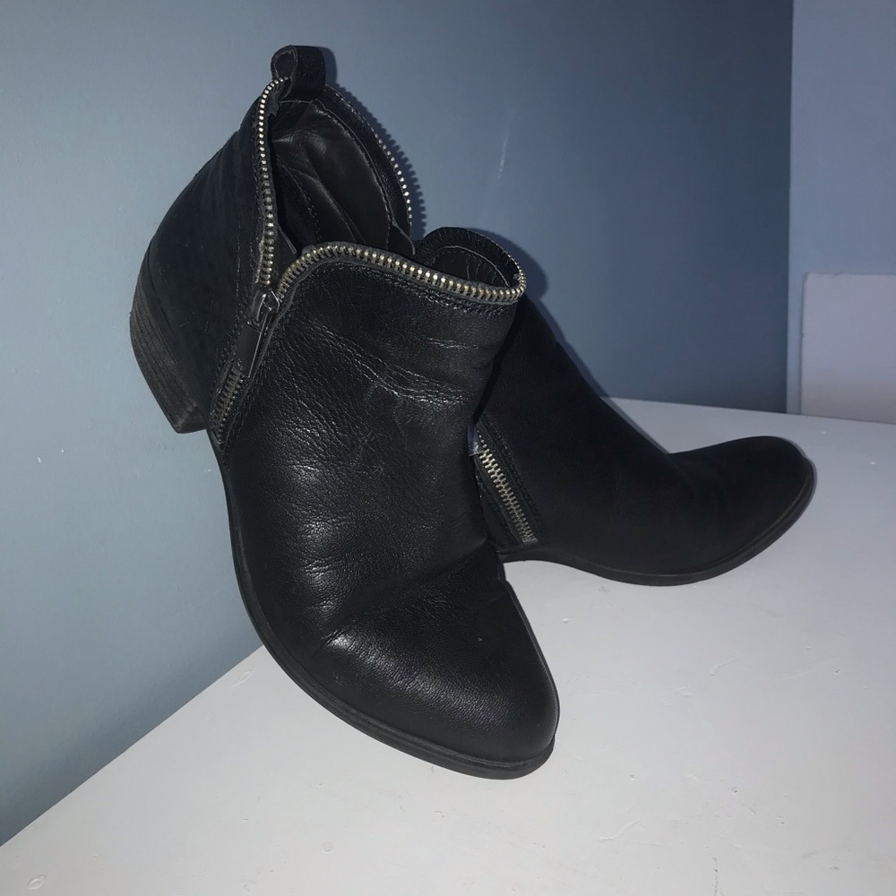 LUCKY BRAND Black Leather Ankle Boots Shoes